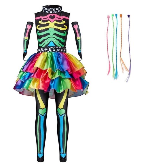 Halloween Kids Skeleton Costume XL Funky Punky Bone Skeleton Deluxe Costume, Hal - Picture 3 of 10